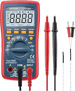 AstroAI Digital Multimeter, TRMS 4000 Counts Volt Meter (Manual and Auto Ranging); Measures Voltage Tester, Current, Resistance, Continuity, Frequency; Tests Diodes, Temperature (Red)