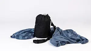Beddy's Blue Striped Dual-Sided Travel Blanket Airplane Compact, Packable Airplane Blanket with Carrying Case, Lightweight Soft Blanket for Long Flights, Road Trips, Cars & Camping