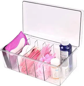 Lash Cart Organizer For Lash Techs,Acrylic Lashes Extension Organizers and Storage for Do Your Own Lashes and Brows at Home,Clear Container for False Eyelash Supplies, Separated Lashs Organizers Boxes