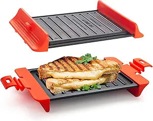 Maconee Microwave Sandwich maker | Microwave Grill Cheese Maker | Microwave Crisper Toaster Cookware | Panini Press | Cooking Fast and Dishwasher Safe Orange