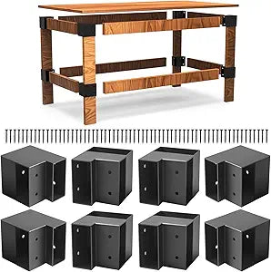 Workbench Bracket 8pcs,2mm Steel 3-Way Right Angle Corner Brackets,Heavy Duty Workbench Corner Brackets for DIY Custom Workbench, Shelving, Work Table, Fits 2x4 (Actual 1.5"x3.5") Wood