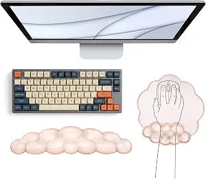Gel Cloud Wrist Rest, Keyboard & Mouse Pad Set for Office, Non-Slip Support