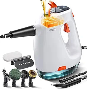 POPCHOSE Steam Cleaner with Detergent Dispenser, 15s Heat-Up Handheld Steam Cleaner for Home, 500ml Removable Water Tank, Lightweight Portable Steamer for Cleaning Grout, Windows, Kitchen, Easy Refill