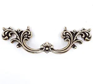 Jetland French Provincial Drawer Pulls - 6-Pack, Antique Brass, 2-1/2" Hole Centers, Vintage Shabby Chic Pulls for Dresser Nightstand Cabinet, PW1619ABR64