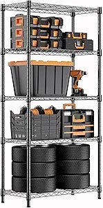 M MZG 1250 lbs Storage Shelving Utility Shelving Unit 5-Tier Utility Shelving Unit Steel Organizer Wire Rack for Home,Kitchen,Office (13.7" D x 23.6" W x 62.4" H)