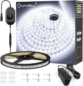 Onforu White LED Strip Lights, 32.8FT 6000K Super Bright Dimmable Tape Light Kit, 600 LEDs Daylight Easter Rope Light, 12V Flexible Strip Lighting for Mirror, Under Cabinet, Home, Bedroom