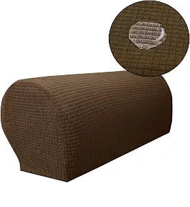 Anti-Slip Water Repellent Sofa Armrest Covers, Coffee, Set of 2