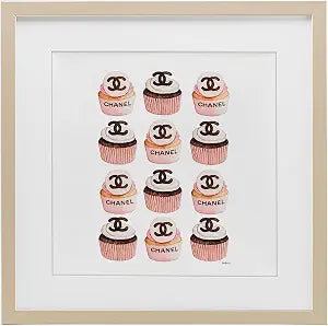 Pink Glam Cupcake Affirmation, 13 x 13 Inch Framed Print Under Glass