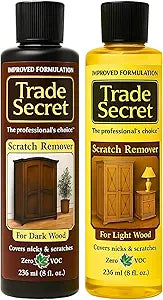 Trade Secret Scratch Concealer for Real Wood Furniture and Floor Cover Nicks and Scratches on Wood Surfaces, Hides Minor Defects (Light and Dark)
