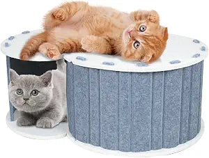 Cat Houses for Indoor Cats, Cozy Cat Beds for Indoor Cats,Cat Bed Cave, Felt Cat Cave Condo for Large Cats Up to 22 Lbs, Scratch Resistant Gray Hideaway (Grey, 22.8x15.3x9.3)