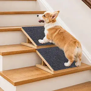 2 Pack Dog Stairs,Wooden Dog Ramp for Stairs,Foldable Low-Angle Pet Steps with Adjustable Height,Portable & Lightweight Pet Ramp with Non-Slip Surface for Senior,Short-Legged & Injured Dogs