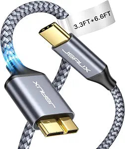 JSAUX 10Gbps Micro B to USB C Hard Drive Cable 3.3FT+6.6FT