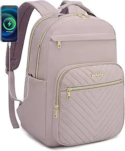 17.3in Laptop Backpack Women for Work, Cute Teen Backpack for Girl University Teacher Nurse Middle School Bag Aesthetic, Light Purple