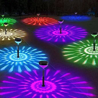 JNOEC 12Pack Solar Pathway Lights Outdoor, Color Changing+8 Fixed Color (Warm White, Cool White, Colored) Solar Lights Outdoor, Bright Solar Powered Garden Light