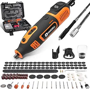 HARDELL 200W Corded Rotary Tool Kit with Fine Speed Control & Flex Shaft 8000-40000 RPM Digital Display, 155Pcs Accessories for Crafting, Cutting, Sanding, Polishing, Drilling, Carving, DIY Projects