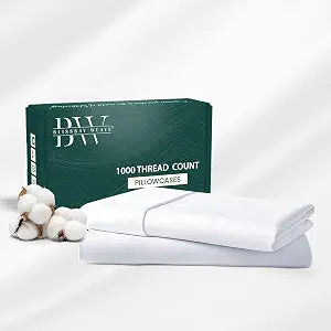 1000 TC 100% Egyptian Cotton Pillow Cases Standard/Queen Size Set of 2 Pillow Covers Sateen Weave Soft Luxury Wrinkle Resistant Envelope Closure | 30" L x 20" W | White