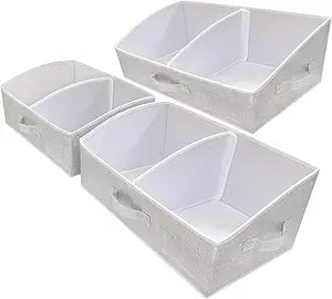 3 Packs Closet Storage Bins - Trapezoid Large Storage Box - Foldable Fabric Baskets for Organizing Clothes - Baby Toiletry, Toys, Towel, DVD, Book (Grey, 20 x 11.2 x 8.3 inches)