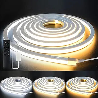 LED Strip Lights 98.4ft 110-120V,Dimmable Silicone Neon Rope Lights,Flexible Outdoor Waterproof Neon Strip Lights for Mirror,Kitchen,Cabinet,DIY Lighting
