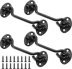 4 Pcs 4 Inch Hook and Eye Latch Door Gate Barn Window Brace
