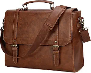 IGOLUMON Mens Messenger Bag 15.6 Inch Vintage Leather Laptop Briefcase Bag