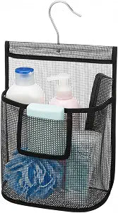 Mesh Shower Caddy Hanging, PVC Bathroom Storage Bag with Hooks for College Dorm, Gym, Swimming, RV and Travel