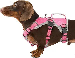 Huntboo Escape Proof Dog Harness, Escape Artist Harness, Reflective Dog Harness with Handle, Durable,Adjustable Vest for Small Medium Large Dogs Walking, Training, and Running Gear(Rose Red, S)