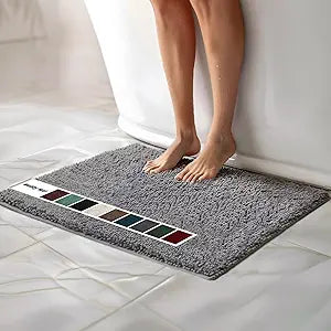 Muddy Mat | Chenille Bathroom Rugs Quick Dry Microfiber Mats Non Slip Washable, Extra Thick, Soft and Highly Absorbent Bath Mats for Bathroom, Kitchen, and Shower Floor - Grey 24"x35"
