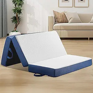 CYMULA Folding Mattress Twin XL Size, Memory Foam 4 inch Tri Portable Trifold Mattress Topper with Breathable & Washable Cover, Sofa Bed for College, Guest Use & Travel, 38"x80"x4"