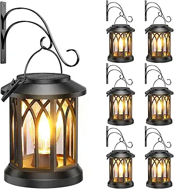 Solar Lantern Outdoor Lights with Metal Hooks, 6 Pack Upgraded Solar Lanterns Outdoor Waterproof, Hanging Solar Lights for Outside Decorative Yard Patio Path Porch Garden Decor