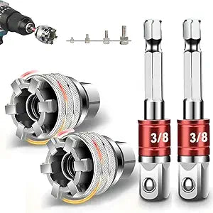 New 2 Sets Adjustable Universal Socket Wrench Tool Set - Multi-Function 10mm-19mm Universal Maintenance Socket for 3/8" Drive Ratchet, Torque Wrench & Power Drill