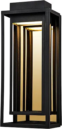 Modern Outdoor Wall Lights LED Exterior, Black Gold Front Porch Lights Wall Mount, Large Outdoor LED Sconce, Luxury Wall Lamp, Patio Lighting Fixture for House, Garage, Yard