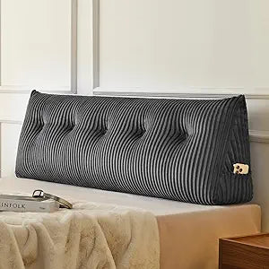 Queen Headboard Pillow, NO ROLL PILLOW, Comfort Triangular Wedge Reading Pillow for Bed&Sofa, Ultra Soft Ergonomic Backrest Cushion for Sitting Up, Reading, Relaxing, Removable Washable Cover, Grey