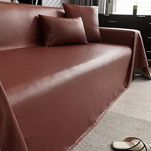vctops Waterproof Faux PU Leather Sofa Covers for Sectional Sofa Vintage Couch Cover for Dogs Loveseat Covers Futon Cover L Shaped Cover Wipeable Couch Protector (Wine Red,71"x102")