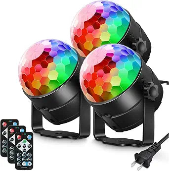 Luditek 3-Pack Sound Activated Party Lights with Remote Control Dj Lighting, Disco Ball Light, Strobe Light Stage Lamp for Home Room Dance Prom Party Decorations Supplies