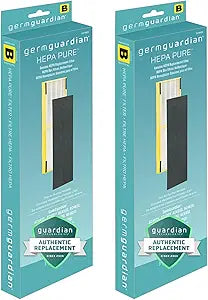 GermGuardian HEPA Pure Genuine Air Purifier Filter B, Removes 99.97% of Pollutants, Wildfire Smoke, Odors, for AC4825, AC4300, AC4900, AC4880, AC4850, CDAP4500, 2-Pack, Black/Yellow, FLT48252PK