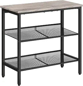 HOOBRO Side Table, 3-Tier Narrow End Table, Nightstand with 2 Flat or Slant Adjustable Shelves for Small Spaces, Hallway, Living Room, Bedroom, Sturdy, Easy Assembly, Greige and Black BG23BZ01G1