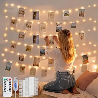 JMEXSUSS Photo Clips String Light, 100LED 33ft Fairy Lights with 50 Clips