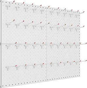 TORACK Metal Pegboard Panels and Hooks for Garage, Workbench, Shop, Shed Tool Organizer Peg Board with 1/8" & 1/4" Holes, Modular Wall-Mounted Pegboard with Pegboard Hooks(Light-Grey)