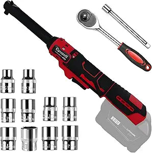 3/8" Extended Cordless Ratchet Wrench Compatible with Milwaukee 18V Batteries(No Battery),60Ft-lbs Torque & 6" Extended Neck For Tight Spaces Automotive Repair,Electric Power Ratchet Wrench Set-Red