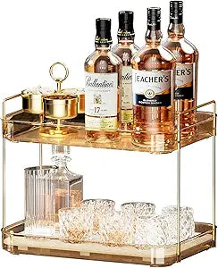 Seoneiro Whiskey Tray, Glass Cup Rack, Mug Holder, Coffee Cup Organizer, Bathroom Countertop Organizer with Drain Board Wine Glass Decorative, Food Tray, Kitchen Spice Rack
