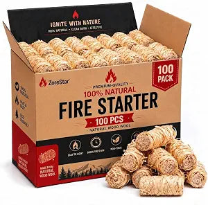 Fire Starters for Woodstoves - XXL Pack of 100 Charcoal and Wood Fire Starters for Quick Ignition - Ideal for Campfires, Fireplaces, Grills, Fire Pits - Reliable Outdoor Fire Starter Kit