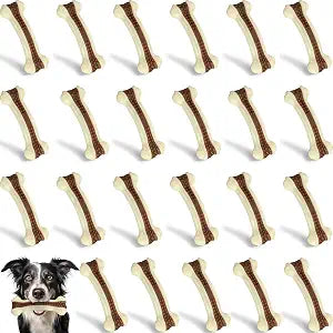 Leyndo 24 Pcs Dog Bones Toys for Aggressive Chewers Tough Nylon Beef Dog Teething Chew Toys for Aggressive Chewers Puppies Medium Large Breeds Teeth Cleaning and Training
