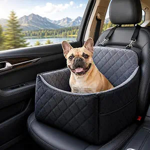 Dog Car Seat for Small/Medium Dogs, Dog Booster Car Seats with Thick Cushion for Dogs Under 32lbs, Detachable Washable Cover, 2 Safety Belts & Storage Pockets