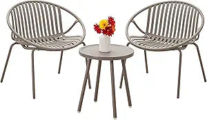 Werph Patio Furniture Set, 3 Pieces Outdoor Furniture with Bistro Table and Chairs Set of 2, Outdoor Patio Set with Porch Chairs and Table, Deck Conversation Set for Garden Poolside