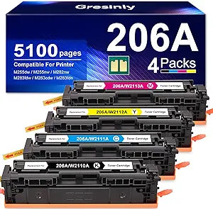 206A Toner Cartridges Set 4-Pack Compatible Replacement for HP 206A 206X for Color LaserJet Pro MFP M283fdw M283cdw M283fdn M255dw M255nw Printer W2110A Ink 206A 206X (4, Black 206A)