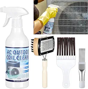 Loopeer 4 Pcs Ac Coil Cleaner Kit, Air Conditioner Cleaning Kit Including Foam Cleaner and 3 Fin Brushes for HVAC Evaporator and Condenser Systems
