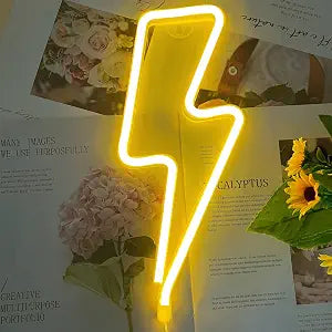 Lightning Bolt Neon Signs Yellow Lightning Neon Light Sign for Wall Decor