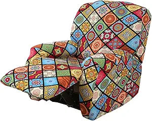 NILUOH Recliner Chair Covers 4-Pieces Stretch Lazy Boy Recliner Covers with Pocket Floral Pattern Reclining Slipcovers Soft Sofa Slipcover Furniture Protector for Pets Kids (Recliner, Pattern 20)
