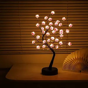 Cherry Blossom Tree Lamp, 18inch 36 Led Bonsai Tree Lights, Battery/USB Operated Japanese Decor Night Lights for Teacher Appreciation Graduation Back to School Bedroom Home Gift Idea,Warm White