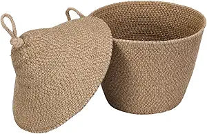 Olea Mushroom Container  Handmade 12" Woven Jute Decorative Storage Basket  Rustic Storage for Entryway, Bathroom, Kitchen, or Boho Cottagecore Decor - Olive